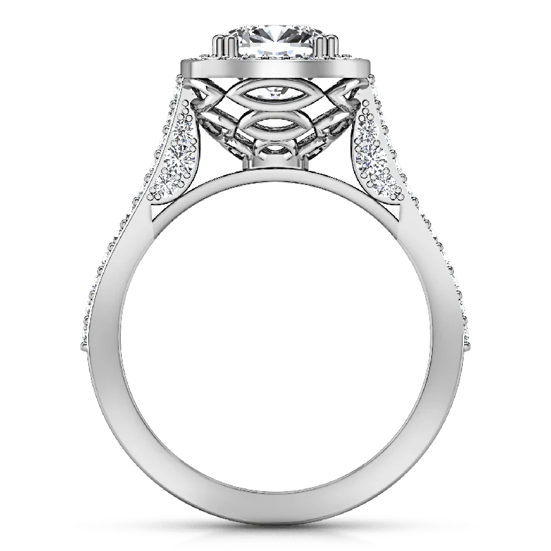 Halo Cushion Cut Diamond Engagement Ring Coco 14K White Gold