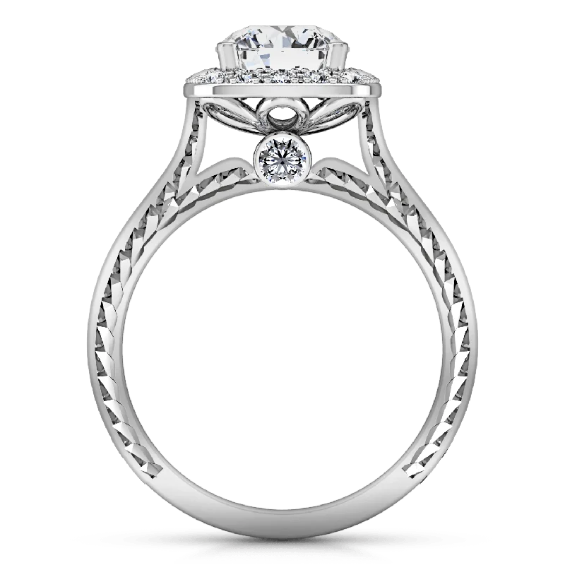 Round Diamond Halo Engagement Ring Heather 14K White Gold