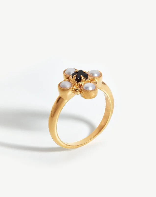 Harris Reed Quartet Ring | 18k Gold Vermeil/Pearl & Black Onyx