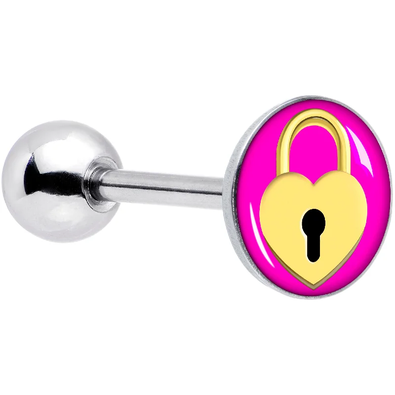 Heart Lock Barbell Tongue Ring