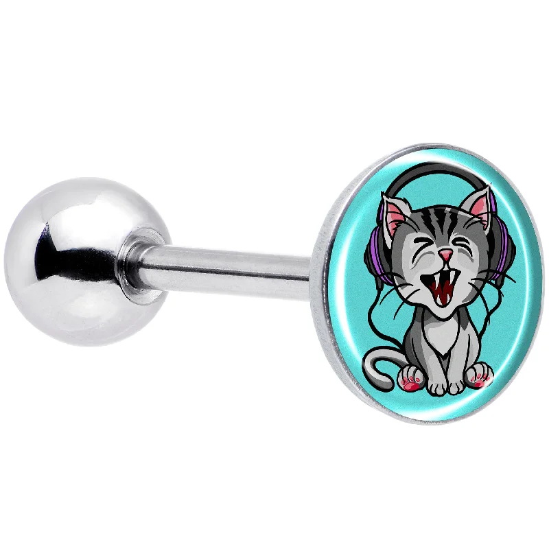 Heavy Metal Kitty Cat Barbell Tongue Ring