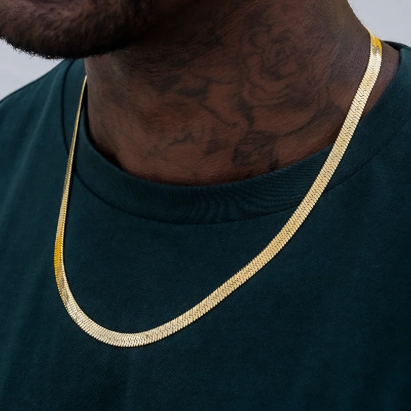 Herringbone Chain in Yellow Gold- 6mm