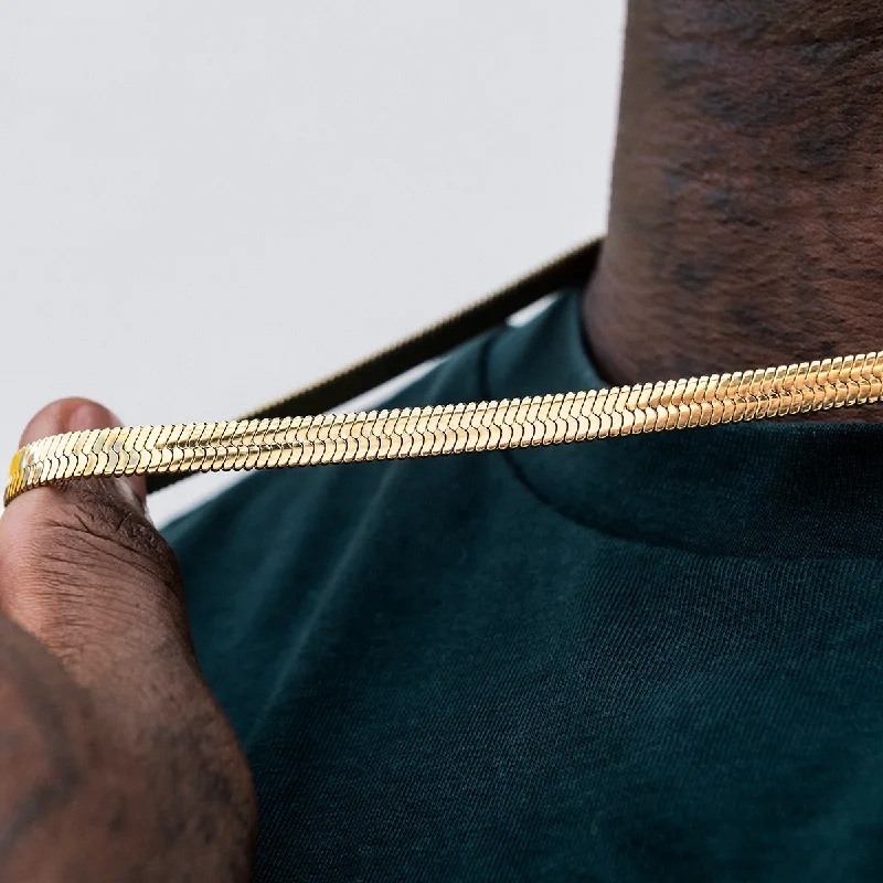 Herringbone Chain in Yellow Gold- 6mm