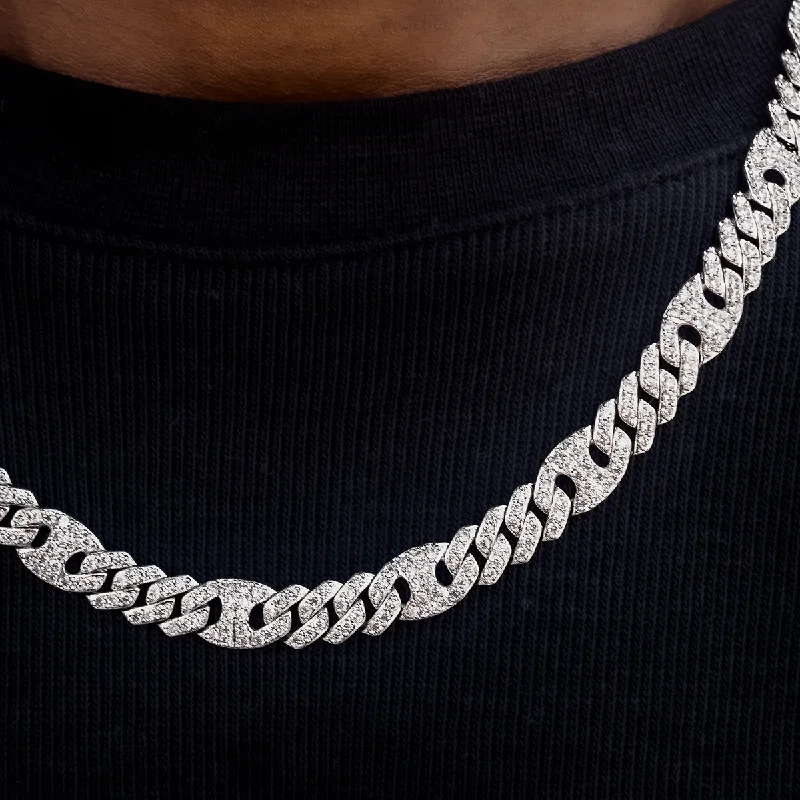 Iced Mariner Puffed Cuban Chain in White Gold