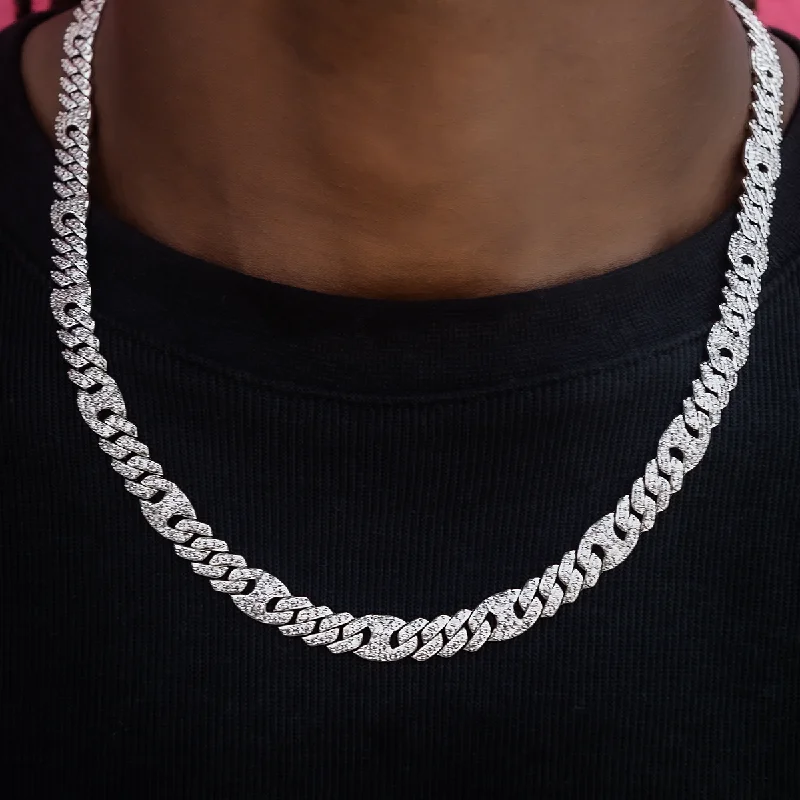 Iced Mariner Puffed Cuban Chain in White Gold