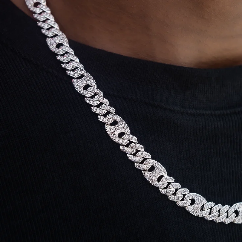 Iced Mariner Puffed Cuban Chain in White Gold