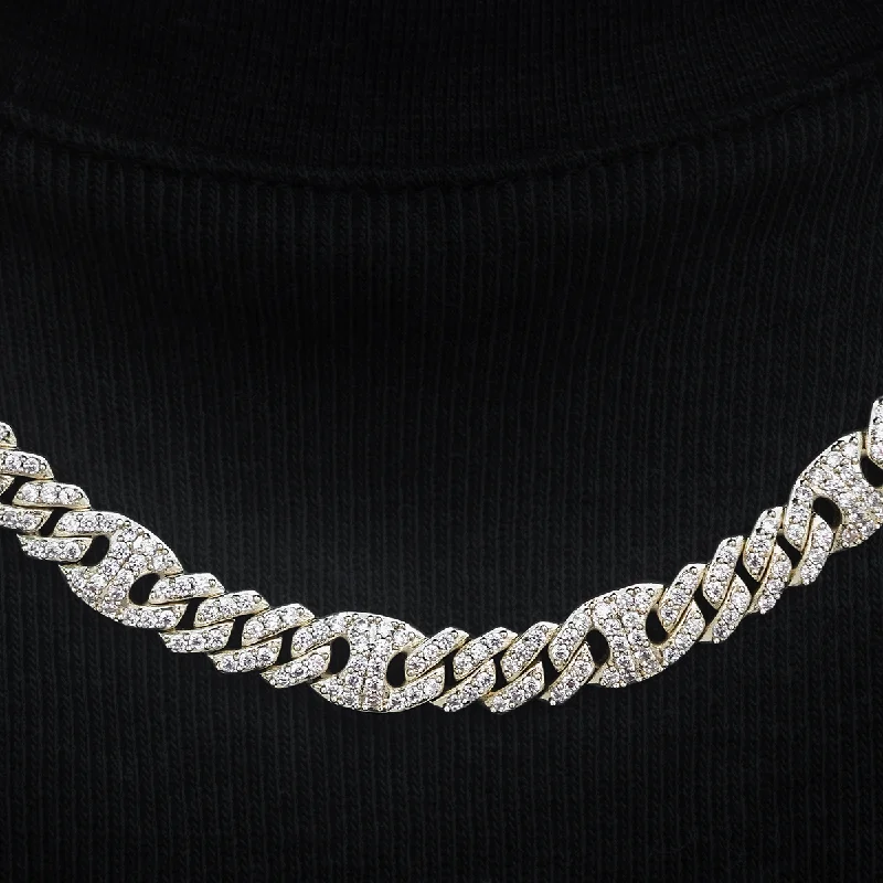 Iced Mariner Puffed Cuban Chain in Yellow Gold