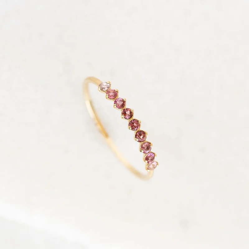 July Birthstone Ring 14k Gold - Ombre Tourmaline