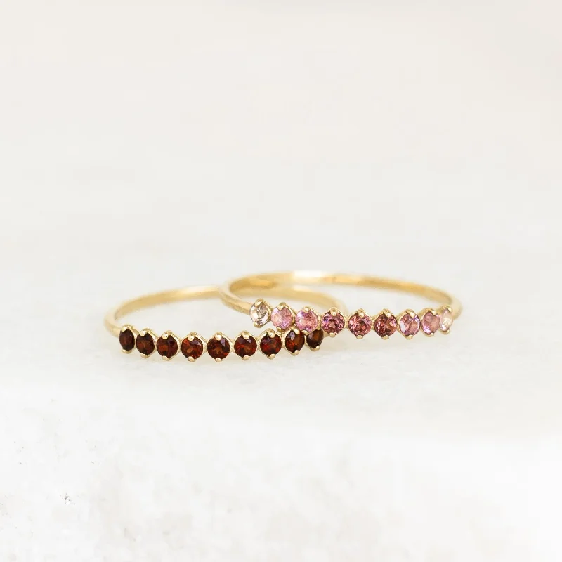 July Birthstone Ring 14k Gold - Ombre Tourmaline