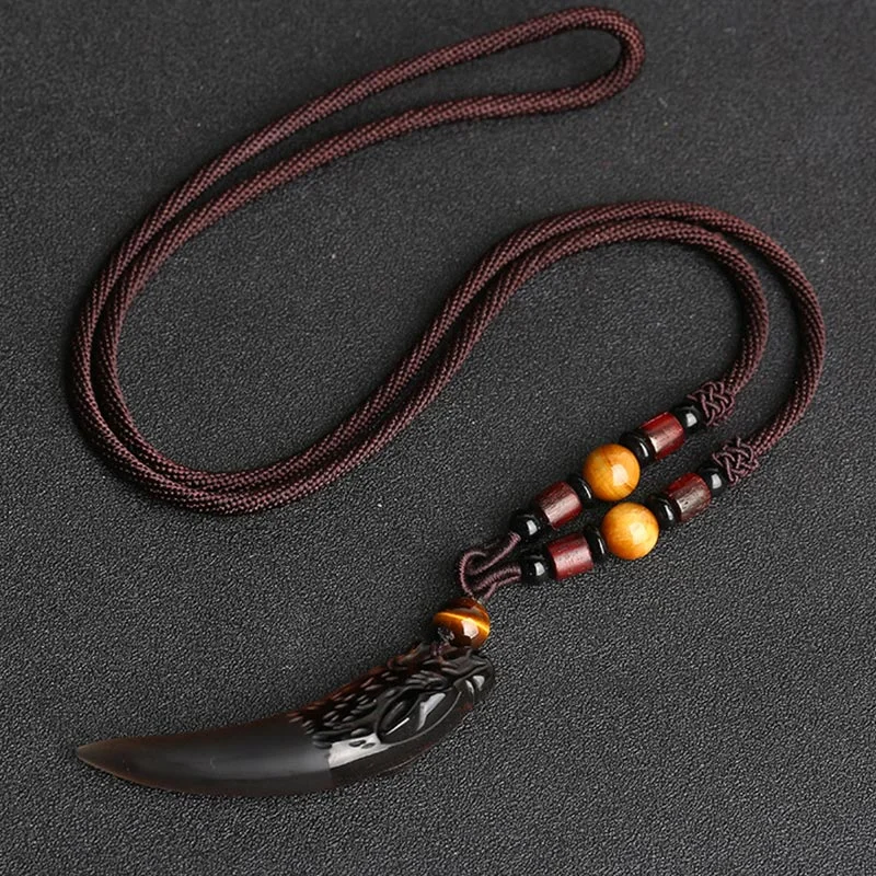 63*14mm Ice Obsidian&Brown String