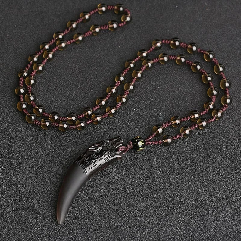 63*14mm Ice Obsidian&Brown Bead Chain