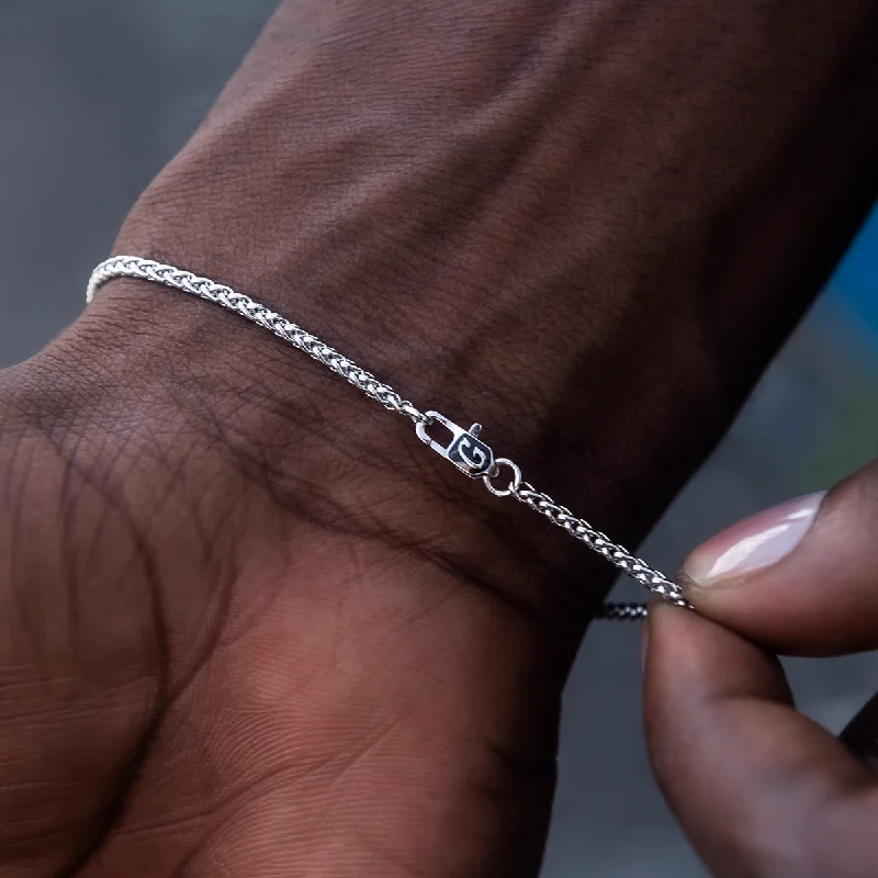 Palm Chain Bracelet in White Gold- 2mm