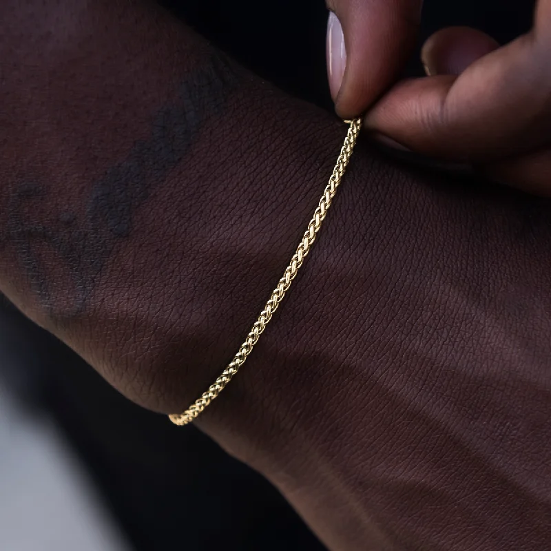 Palm Chain Bracelet in Yellow Gold- 2mm