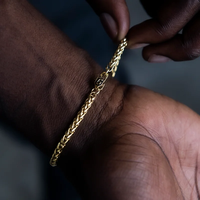 Palm Chain Bracelet in Yellow Gold- 4mm