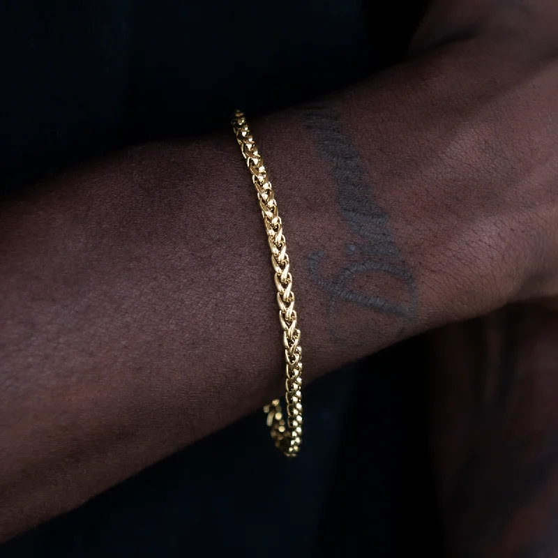 Palm Chain Bracelet in Yellow Gold- 4mm