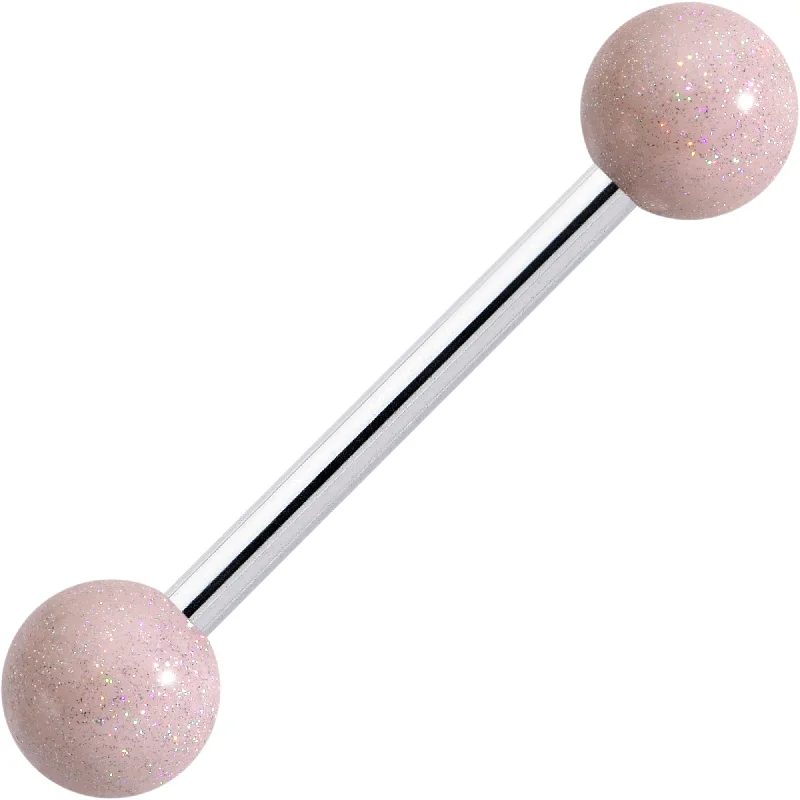 Pastel Shimmer Peach Ends Barbell Tongue Ring