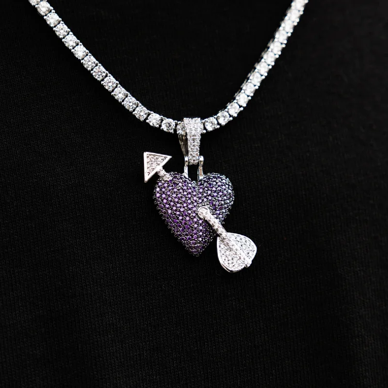 Purple Heart Pendant in White Gold