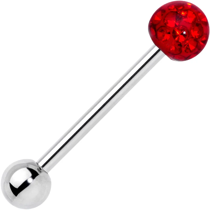 Red Gem Disco Ball Internally Threaded Barbell Tongue Ring