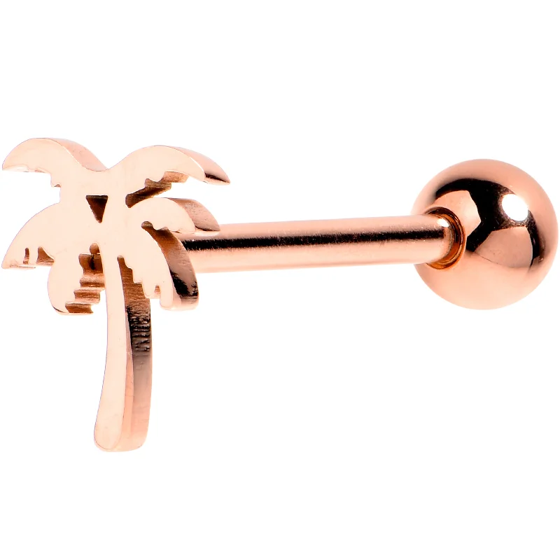 Rose Gold Tone Tropically Trendy Barbell Tongue Ring