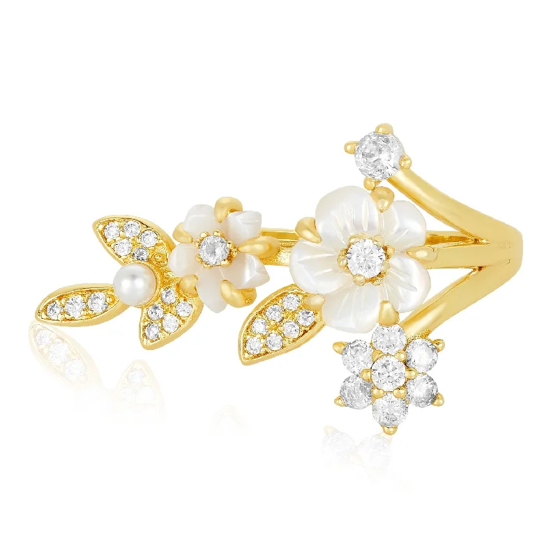 Royal Lily Ring - Gold|White Diamondettes