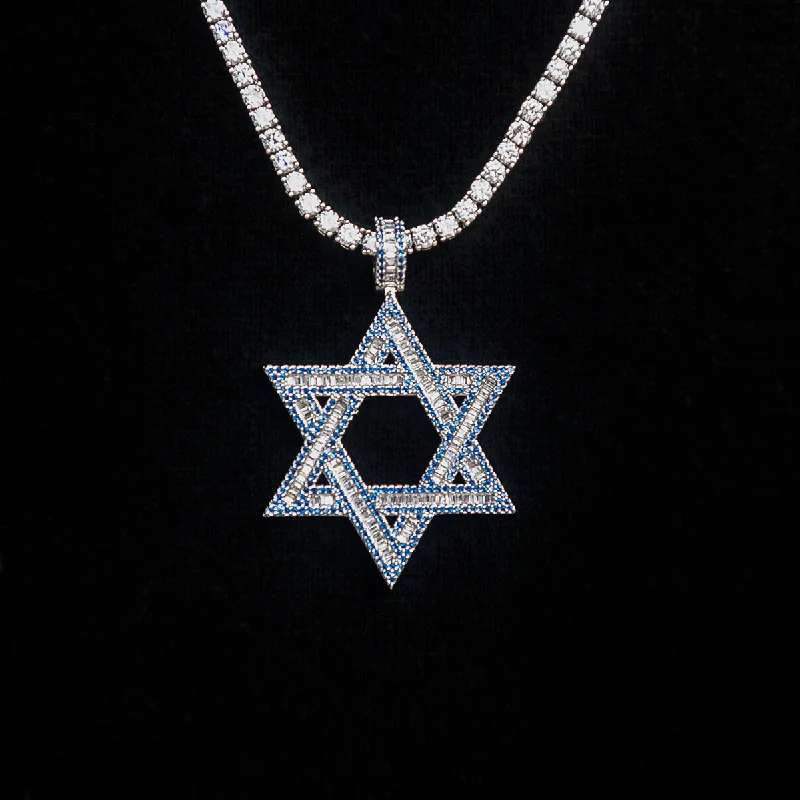 Sapphire Baguette Star of David Pendant