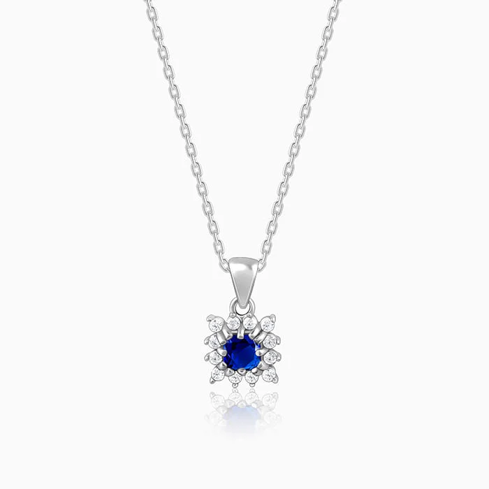 Anushka Sharma Silver Royal Blue Pendant with Link Chain