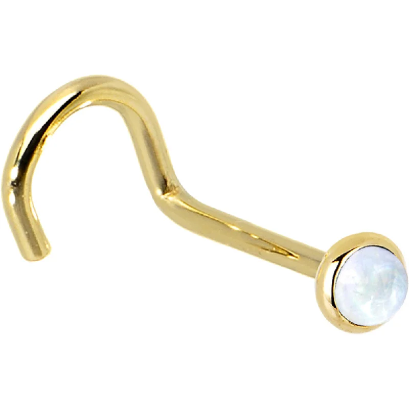 Solid 14KT Yellow Gold 2mm Rainbow Moonstone Nose Ring