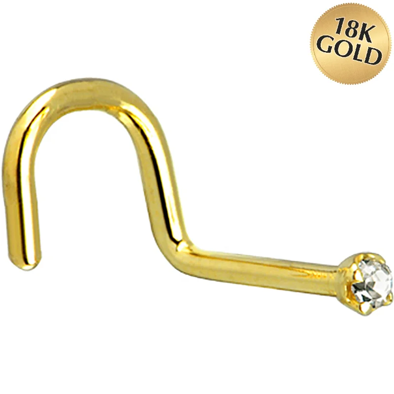 Solid 18KT Yellow Gold (April) 1.5mm Genuine Diamond Nose Ring