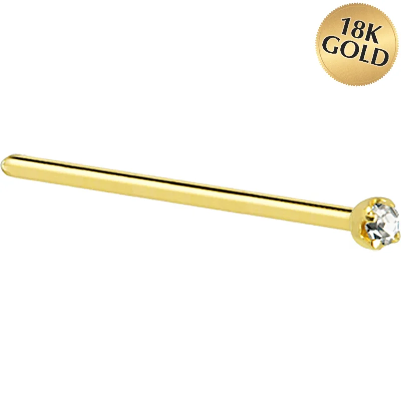 Solid 18KT Yellow Gold (April) 1.5mm Genuine Diamond Nose Ring