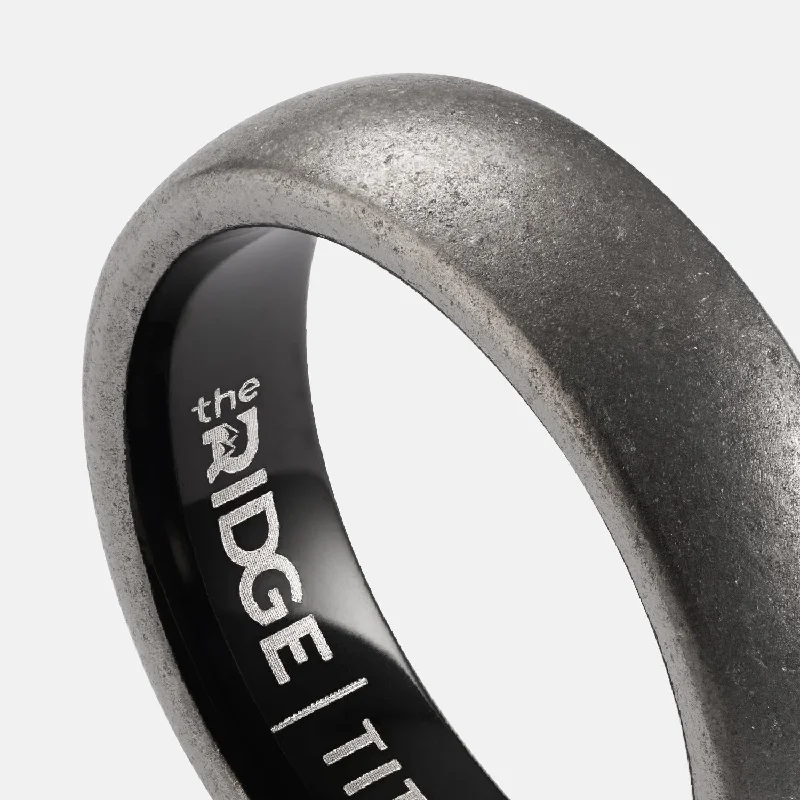 Ridge 6mm Rounded Ring Set - Stonewashed Titanium