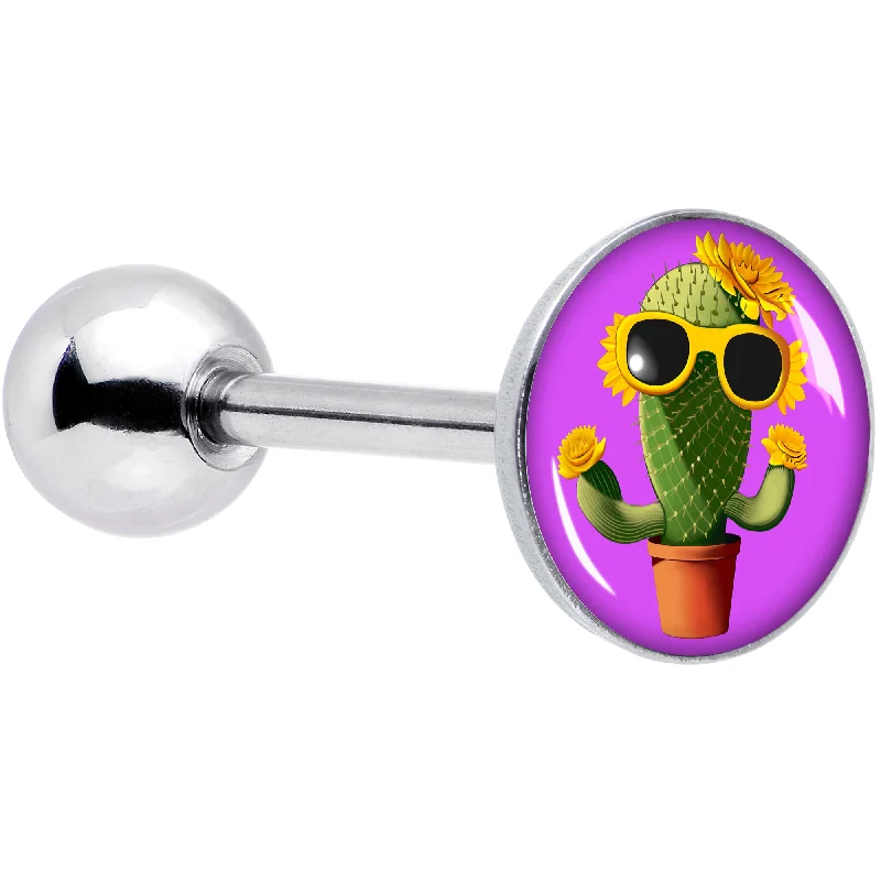 Sunflower Cactus Barbell Tongue Ring