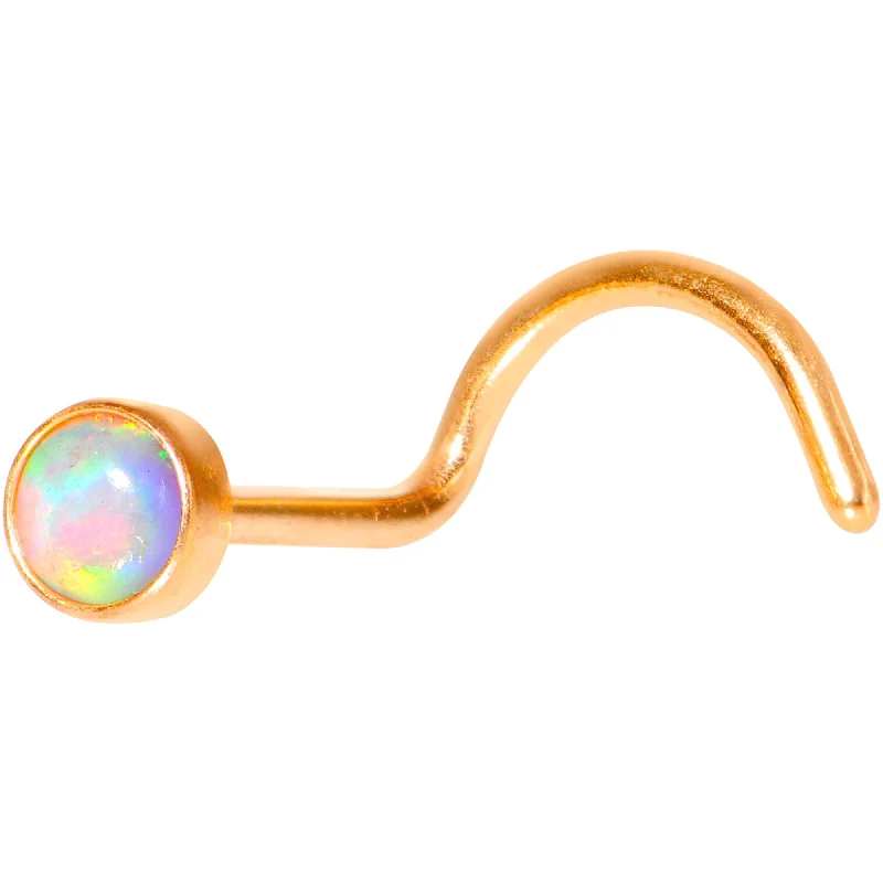 White 3mm Synthetic Opal Rose Gold Tone Press Fit Left Nose Screw