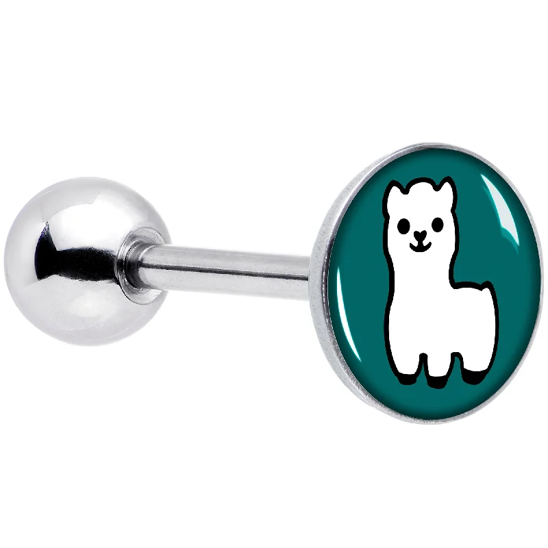 White Llama Barbell Tongue Ring